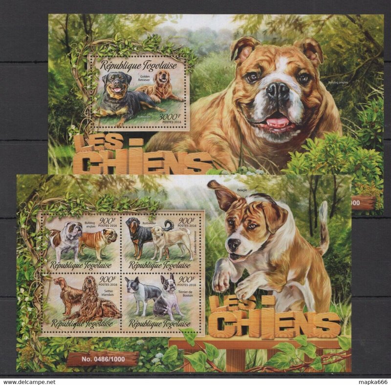 2016 Togo Fauna Domestic Animals Pets Dogs Les Chiens Kb+Bl ** Tg017