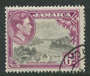 Jamaica -Scott 123 - King George VI -1938 - Used - Single 6p Stamp