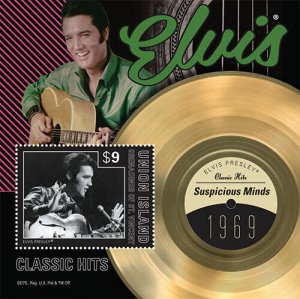 Union Island 2013 - Elvis Presley Classic Hits - Stamp Souvenir sheet (#3) MNH