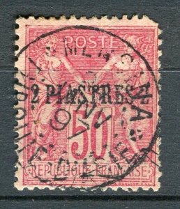 FRENCH COLONIES; LEVANT 1890s classic P & C surcharged 50c + 2Pi used