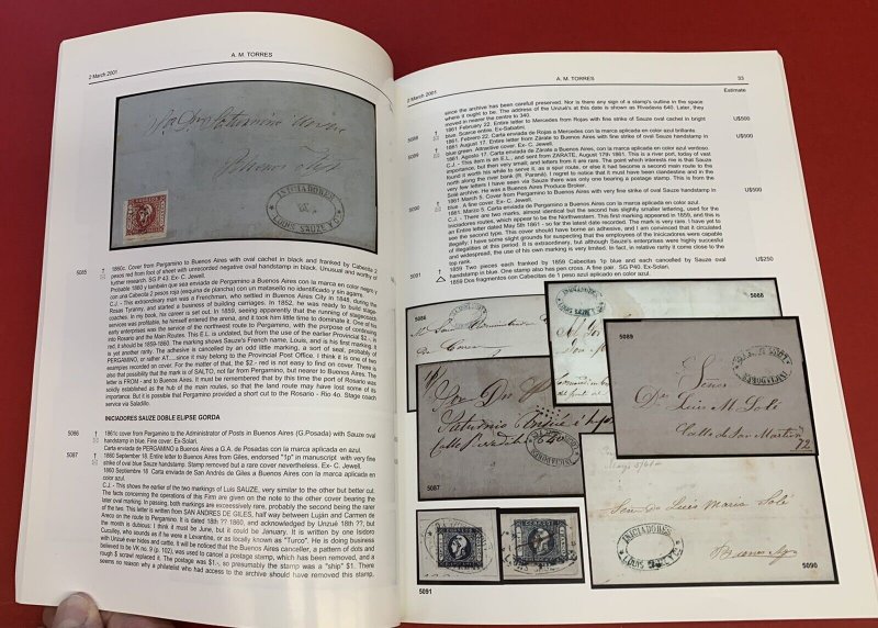 Argentina Postal History, Antonio M. Torres Auction Catalog, March 2, 2001