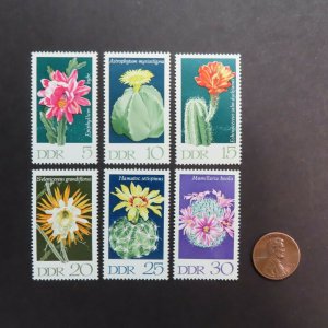 HuskyStamps ~ Germany DDR #1251-1256, set of 6, MNH, Flowers, 4 pictures