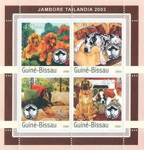 GUINEA BISSAU - 2003 - Dogs, Scouts - Perf 4v Sheet - Mint Never Hinged