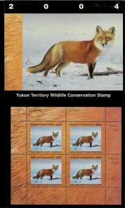 YUKON #9M 2004 RED FOX CONSERVATION MINI SHEET OF 4 IN FOLDER 