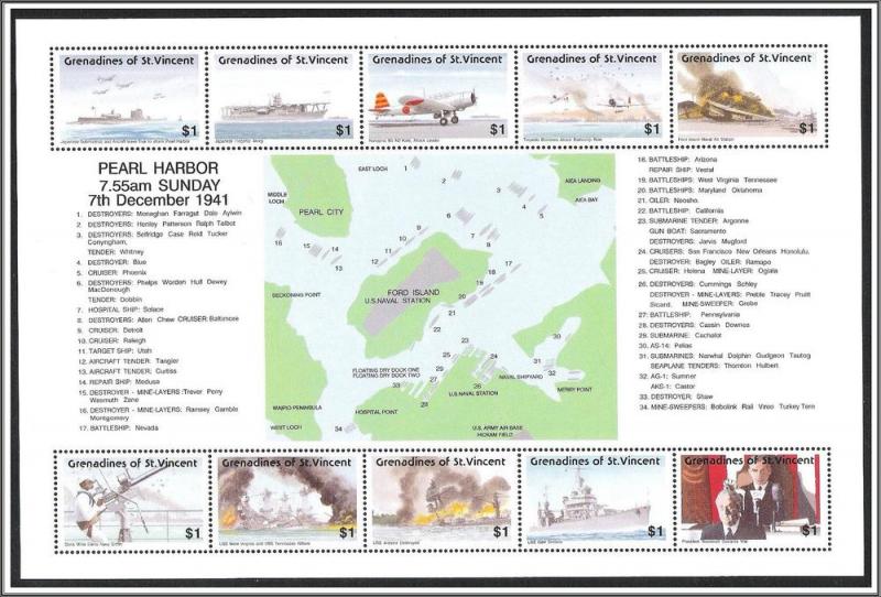 St Vincent Grenadines #818 Pearl Harbor Mini-Sheet MNH