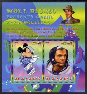 MALAWI - 2009 - Disney Personalities, Armstrong -Perf 2v Sheet-MNH-Private Issue