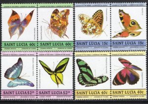 Thematic stamps ST.LUCIA 1985 BUTTERFLYS 781/8 mint