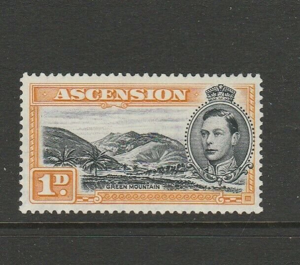 Ascension 1938/53 GV1 Defs 1d Black/Yellow Orange P13.5 MM SG 39a