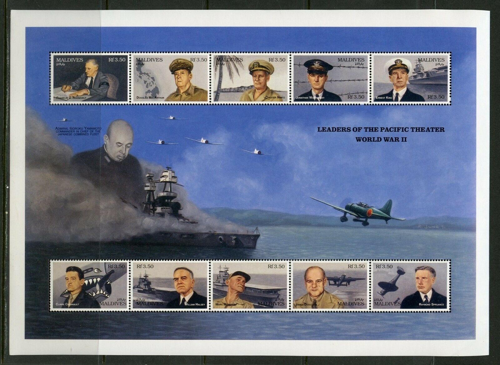 Maldives Leaders of the Pacific Theater World WAR II Sheet Mint NH ...