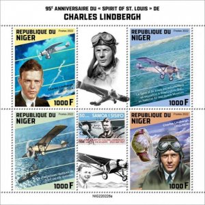 Niger - 2022 Spirit of St. Louis Monoplane - 4 Stamp Sheet - NIG220228a