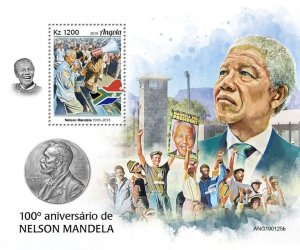 ANGOLA - 2019 - Nelson Mandela - Perf Souv Sheet - Mint Never Hinged