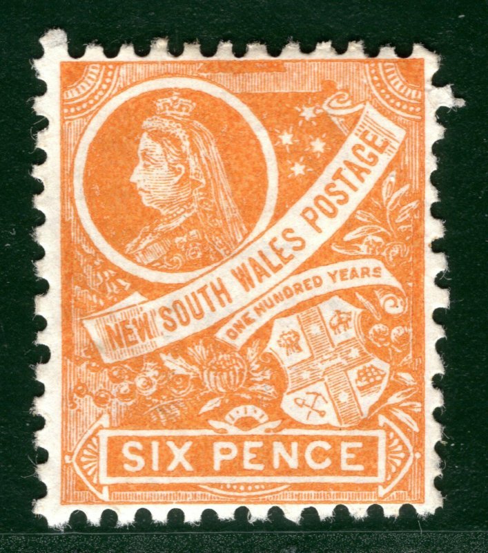 Australia States NSW QV SG.305 6d Deep Orange (1899) Mint MM Cat £50+ EBLUE128 