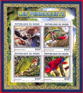 A4389 - NIGER - ERROR MISPERF Miniature sheet: 2016, Parrots, Birds