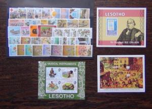 Lesotho 1972 1979 sets M/S Reptiles Trees Flowers Waterfalls Insects Red X MNH 