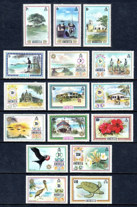 ANGUILLA —SCOTT 145-160 —1972-75 PICTORIAL SET — MH — SCV $69