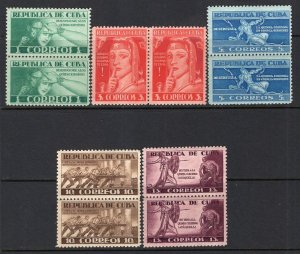 Cuba 1943 Anti-Fifth Set of Pairs Mint #375-379