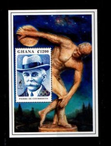 Ghana 1995 - Modern Olympics Founder - Souvenir Stamp Sheet - Scott #1803 - MNH