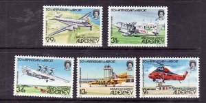 Alderney-Sc#18-22-unused NH set-Airport anniversary-id4-1985-