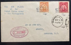 1928 Manila Philippines By US Army Air Service Airmail Cover To Aparri