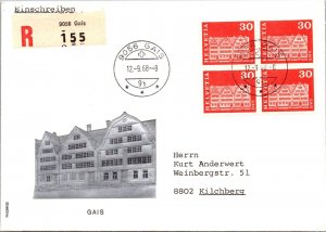 SWITZERLAND 1968 ILLUSTRATED REG COVER MULT FRANKING