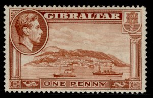 GIBRALTAR GVI SG122, 1d yellow/brown, M MINT. Cat £30. PERF 14