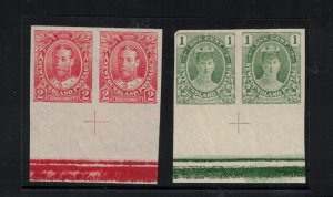 Newfoundland #104a #105a Very Fine Mint Imperforate Pair Duo With Center Cross