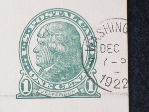UX27. Jefferson, 1 cent, US Postal Cards.  Cancelled.VF cond.