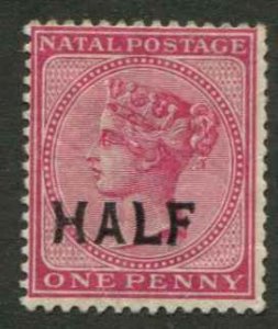 Natal SC# 80 Victoria HALF o/p on 1p wmk2  MH