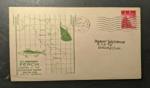 1943 USS Perch Launched Submarine Navy Cover Groton CT to Norwich CT