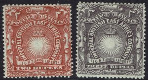 BRITISH EAST AFRICA 1890 LIGHT AND LIBERTY 2R AND 3R