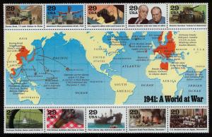 #2559 29c World War II: 1941, Souvenir Sheet, Mint