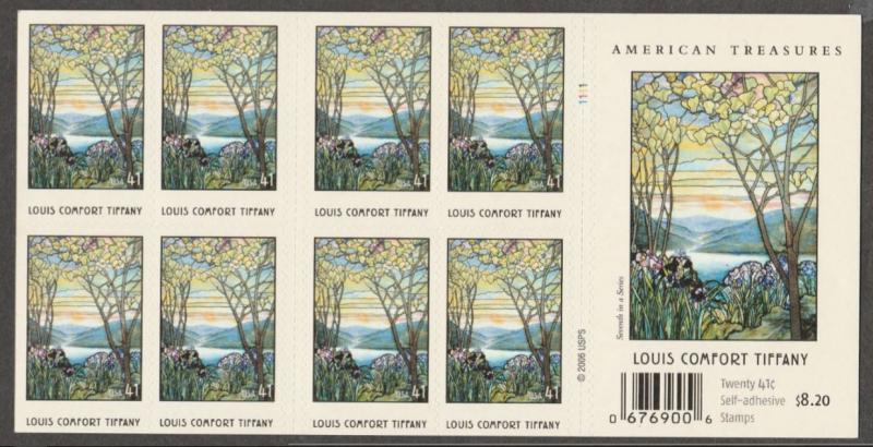 U.S. Scott #4165a Louis Comfort Tiffany Stamp - Mint NH Booklet Pane