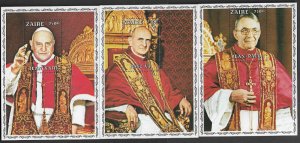 Zaire #918-20 MNH S/Sheets - Popes