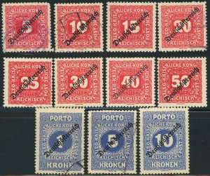 Austria #J64-J74 Postage Due Overprint Stamps 1919 Used Mint LH