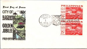 Philippines FDC 1959 - Baguio Golden Jubilee - 2x25c Stamp - Pair - F43228