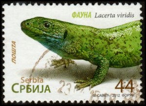 Serbia 595C - Used - 44c European Green Lizard (2012) (2023 cv $1.00)