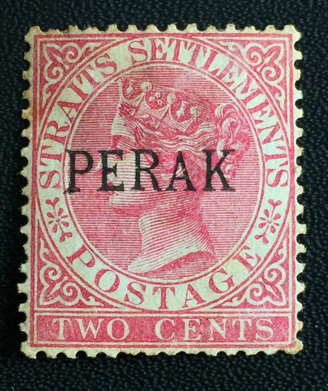 MALAYA 1886 PERAK opt Straits Settlements QV 2c SG#20 T.17 MH M3438