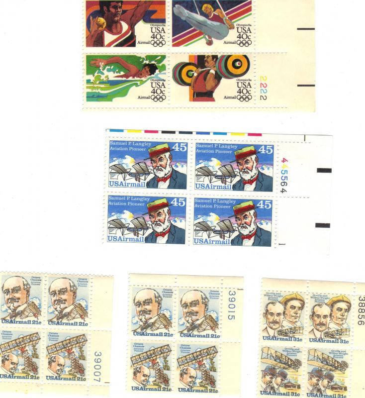 5 Air Mail plate blocks-MNH-scan-9/1