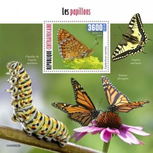 Central Africa - 2020 Marsh Fritillary Butterflies - Souvenir Sheet - CA200622b