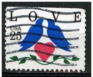 USA 1990 - Scott 2441 used booklet stamp - 25c, Love