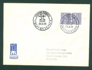 Finland. Cover 1955. Pair 5 Mk. Lion Special Cancel,Messut. Scott # 315. Adr.