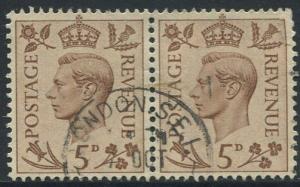 Great Britain - Scott 242 -KGVI Definitive -1937 -FU -Horiz.Pair of 5p Stamp