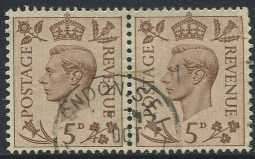 Great Britain - Scott 242 -KGVI Definitive -1937 -FU -Horiz.Pair of 5p Stamp