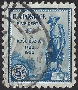 United States #734 5¢ General Tadeusz (1933). VF Centering. Used.