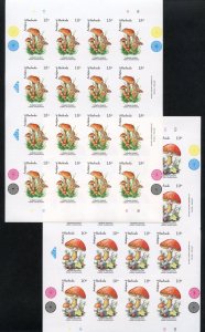 ANTIGUA MUSHROOMS SCOTT #1519/26 IMPERF SHEETS OF 16 MINT NH RARE