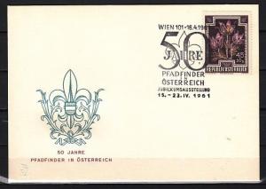 Austria, 1961 issue.16/APR/61. Scouting Anniversary cancel on a Cachet cover.