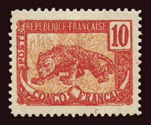 FRENCH CONGO Scott #39d 1904 Leopard perf 11½ unused HR disturbed gum