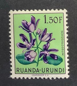 Ruanda-Urundi 1953 Scott 124 MNH - 1.50f, Flowers, Schizoglossum eximium