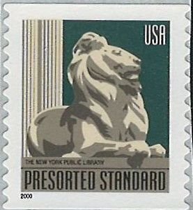 Scott: 3447 United States - New York Public Library Lion - MNH