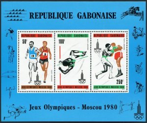 Gabon C237a sheet,MNH.Michel Bl.39. Olympics Moscow-1980.Pole vault,Boxing.